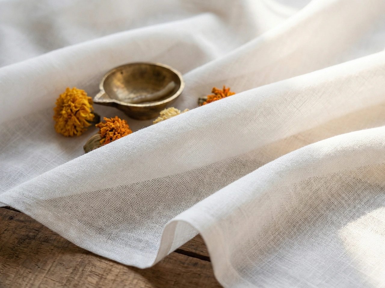 Cotton fabric texture used in handcrafted Laddu Gopal poshak