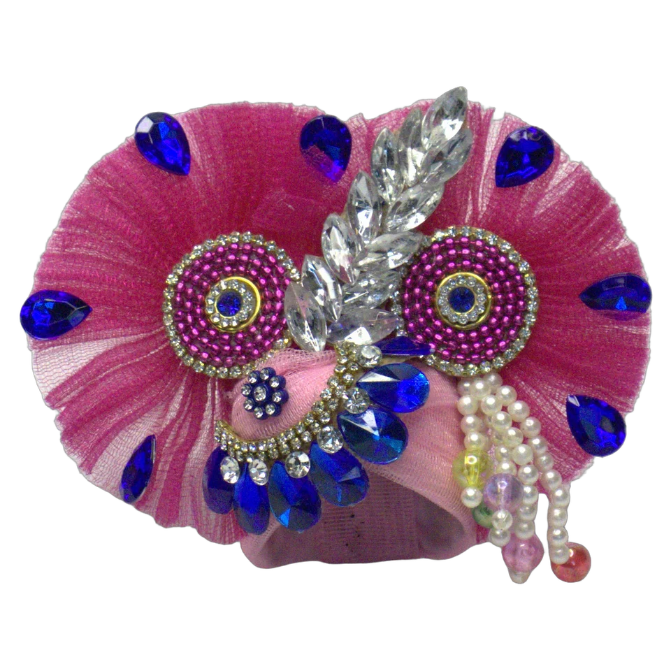 Pink Net Rhinestone Work - Mukut