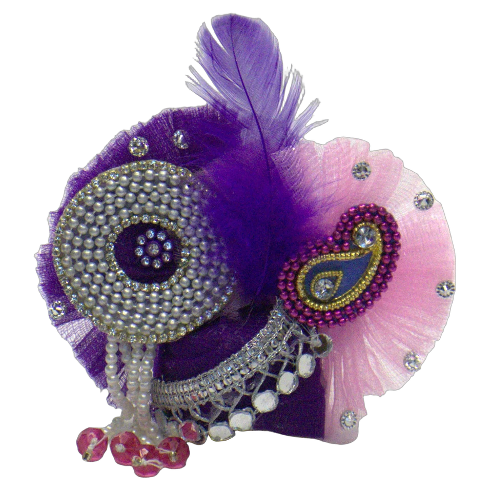 Pink Net Rhinestone Work - Mukut