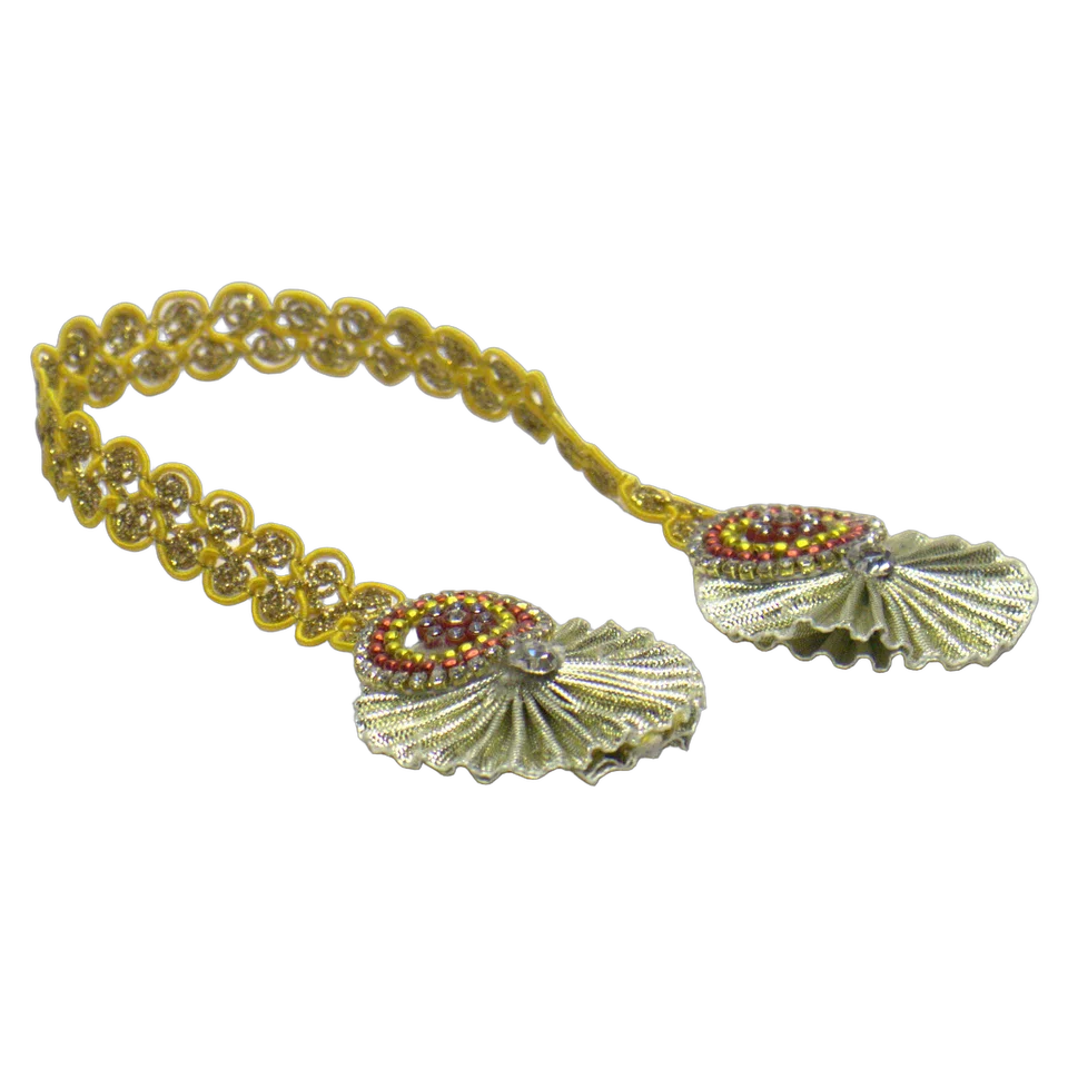Yellow Net Pearl Floral - Patka