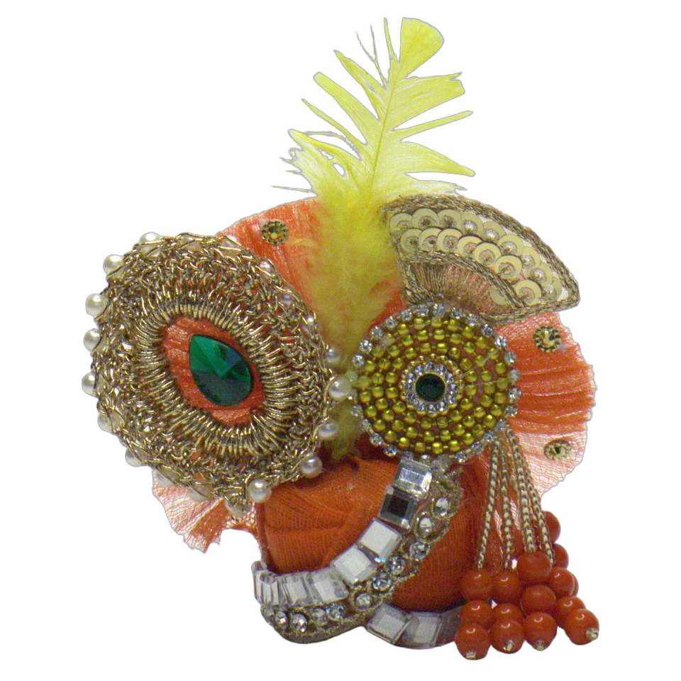 Orange Net Beadwork - Mukut