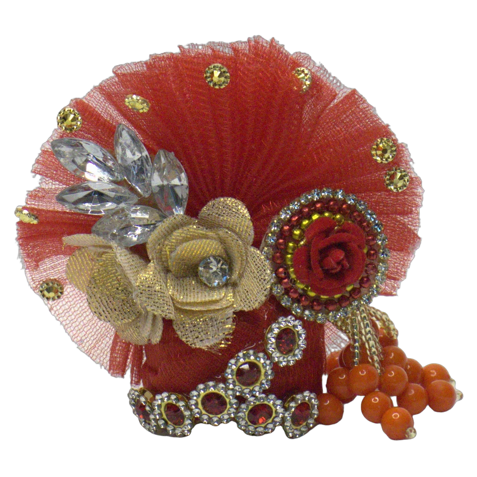 Lemon Yellow Net Beadwork - Mukut