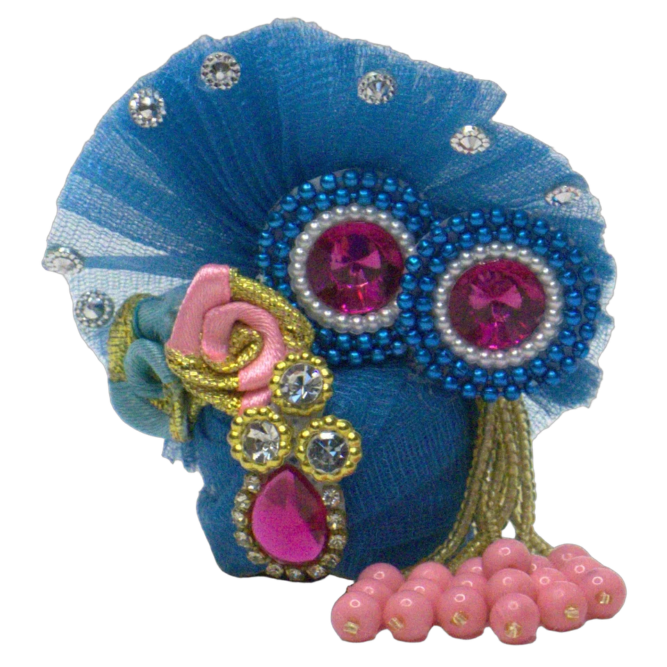 Pink Net Blue Beadwork - Mukut