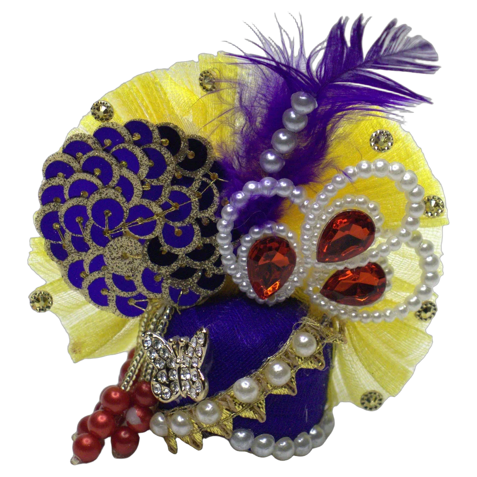 Yellow Net Sequin Pearl - Mukut