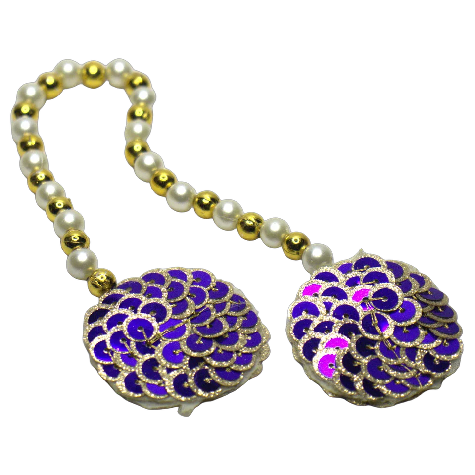 Yellow Net Sequin Pearl - Patka