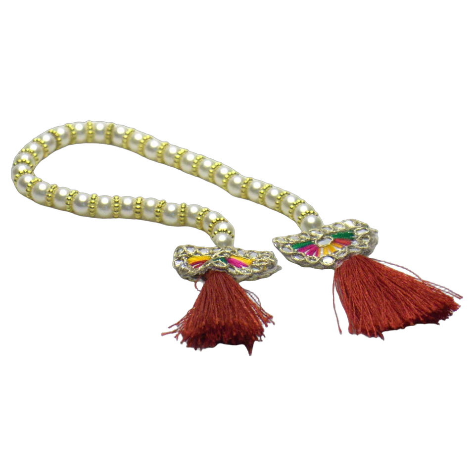 Lime Green Net Pearl Work - Patka
