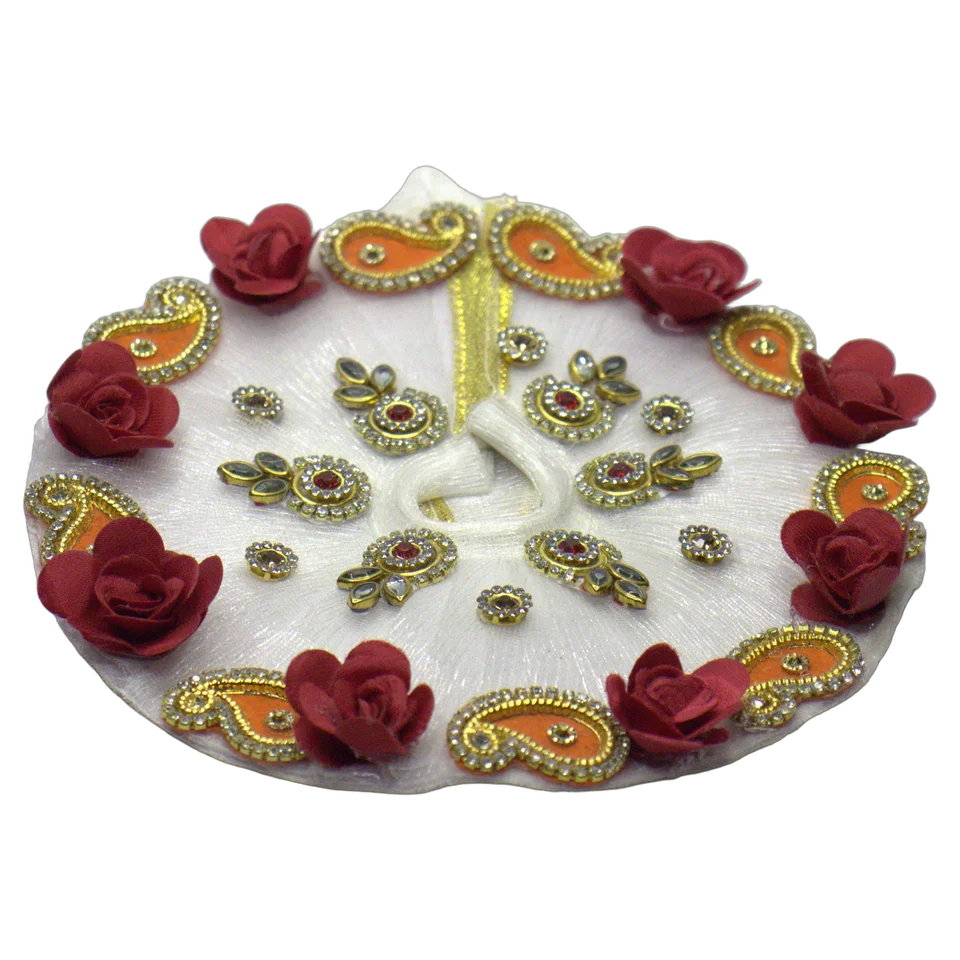 White Net Rose Kundan - Dress