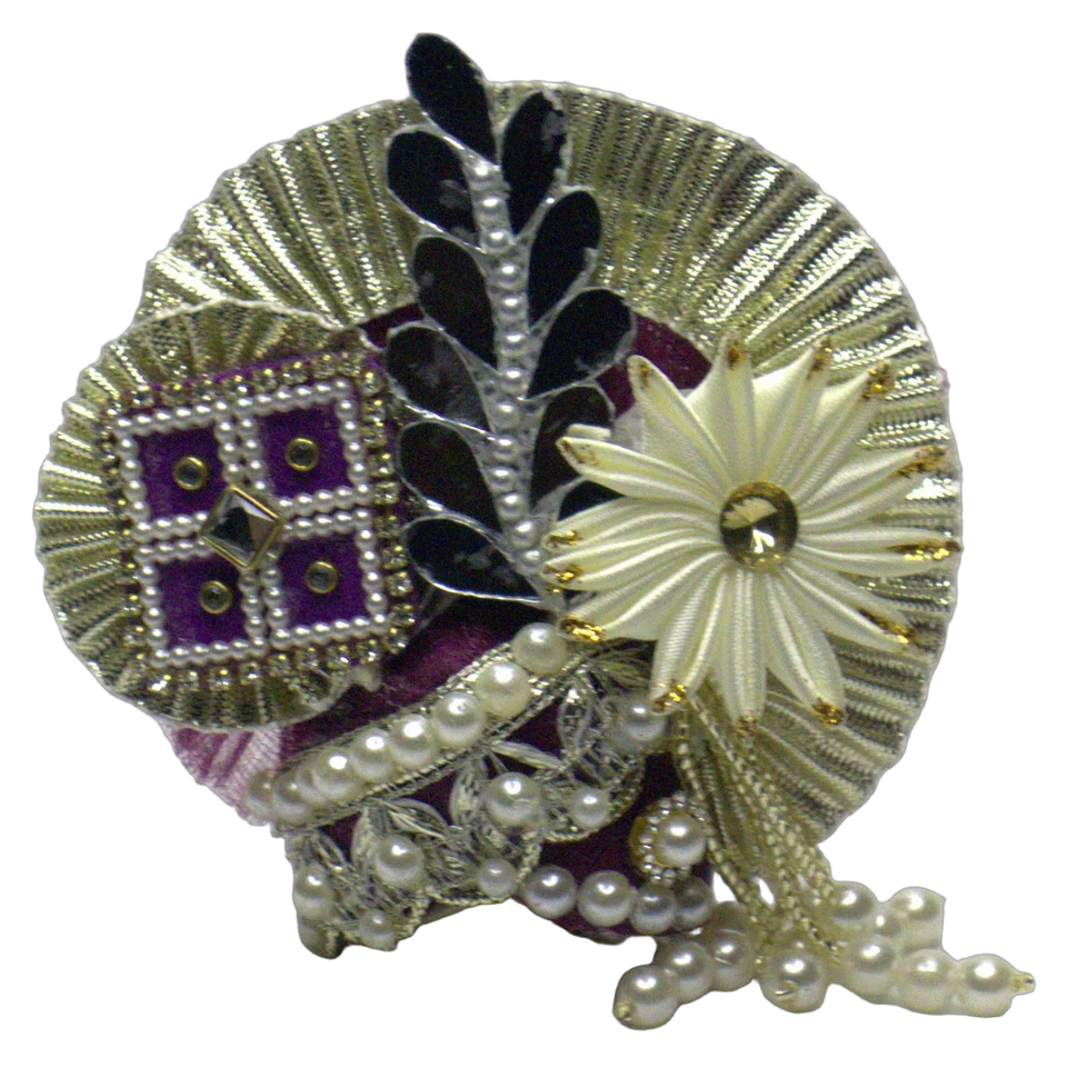 Rani Pink Net Pearl Kundan - Mukut