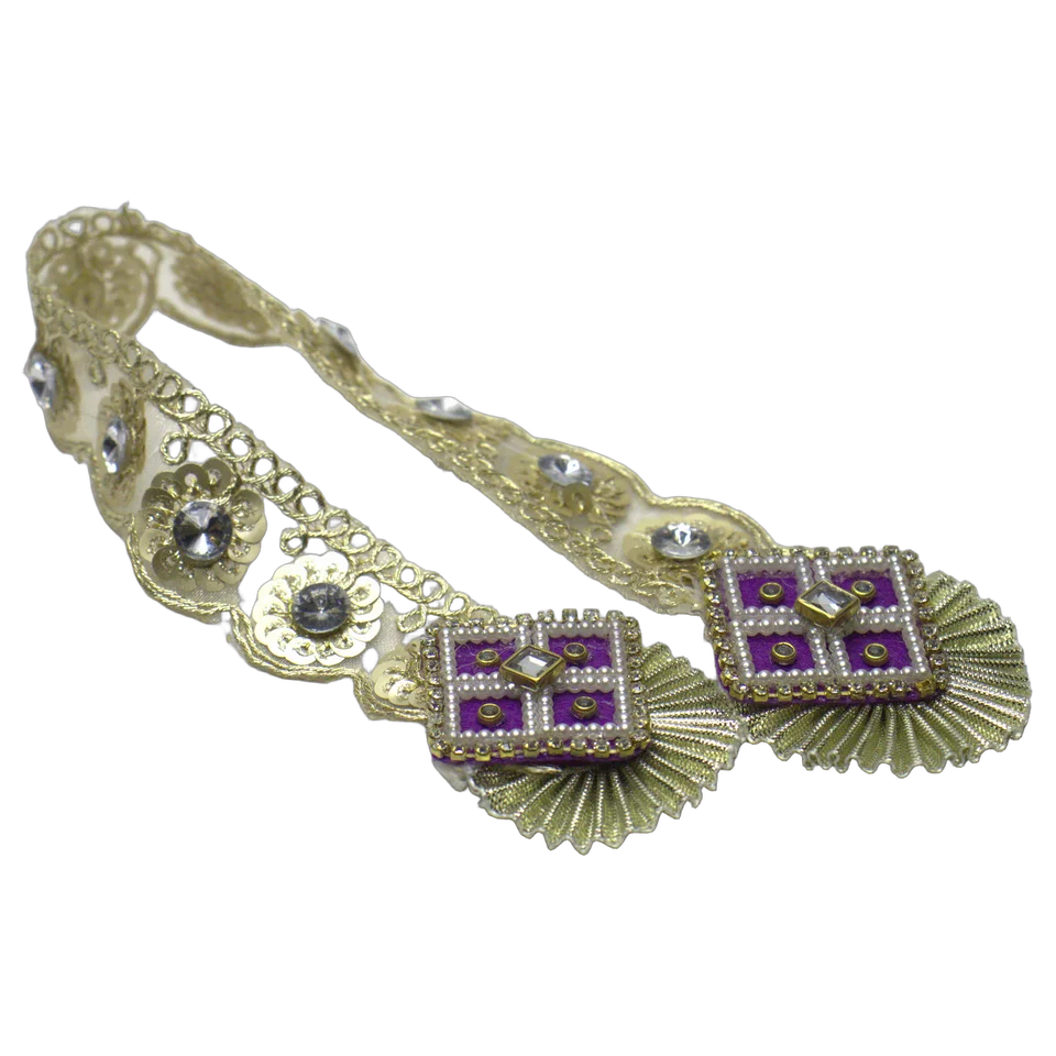 Rani Pink Net Pearl Kundan - Patka