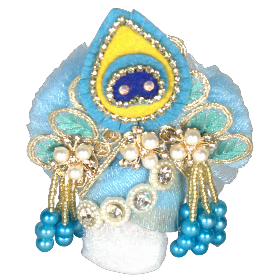White Net Blue Lace Kodi - Mukut