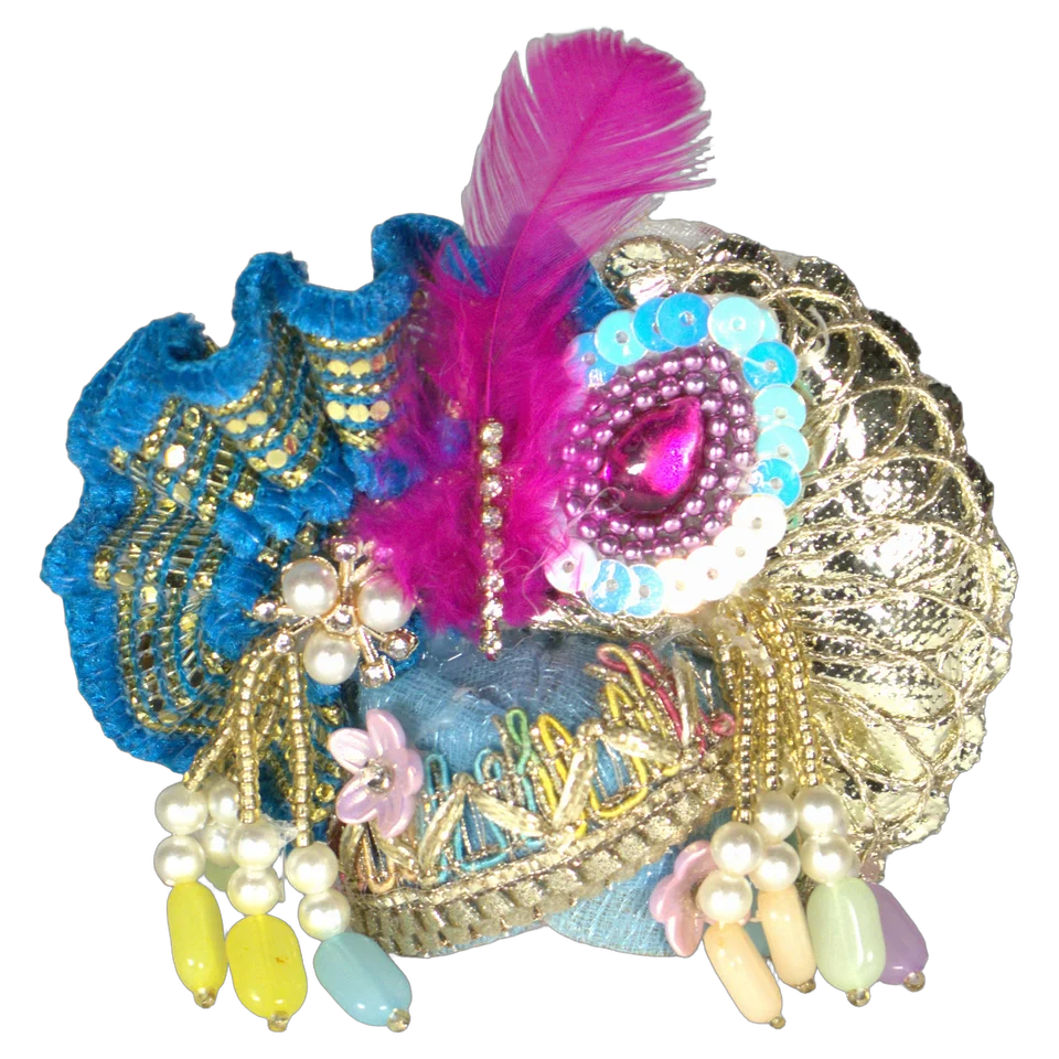 Sky Blue Net Feather Sequin - Mukut